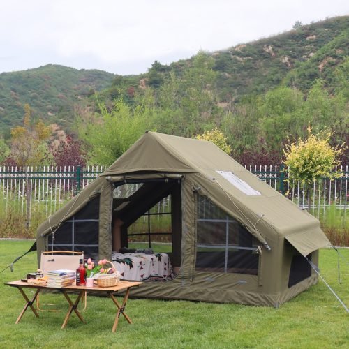 Inflatable Camping Tent,  Glamping Inflatable Tents for Camping, 2025 Update Zipper Door Easy Setup Blow Up Tents Big House